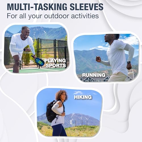Non Slip Cooling Arm Sleeves for Men & Women (2 Pairs: 1 Pair Black + 1 Pair Gray / One Size)