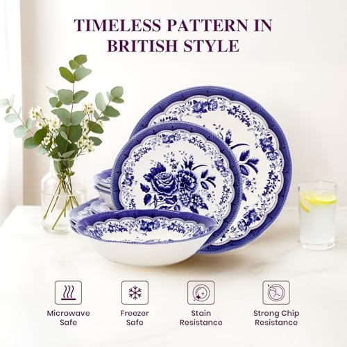 12 Piece Porcelain Dinnerware Set for 4 (12 / Victoria Blue)