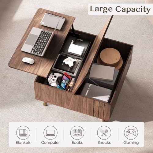 Square Lift Top Coffee Table with Storage for Living Room