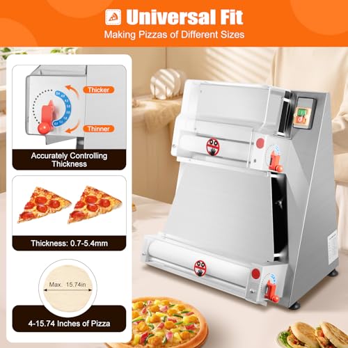 Pizza Dough Roller Sheeter (370W, 0.7-5.4mm 4-15.74in)