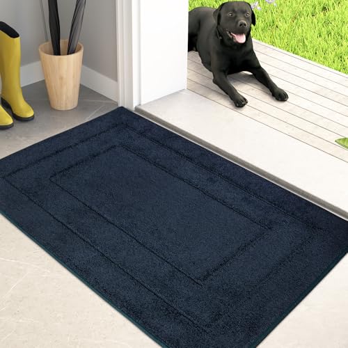 Dirt Trapping Door Mat Indoor Entrance (Navy Blue / 1'8" x 2'8" (Rectangular))