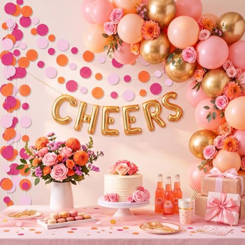 10 Pieces Dot Garland Banner Hanging (Pink and Orange)