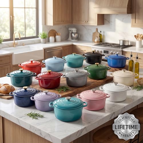 7.7 Quart Enameled Cast Iron Dutch Oven Pot with Lid (Emerald / 7.7 Quart)