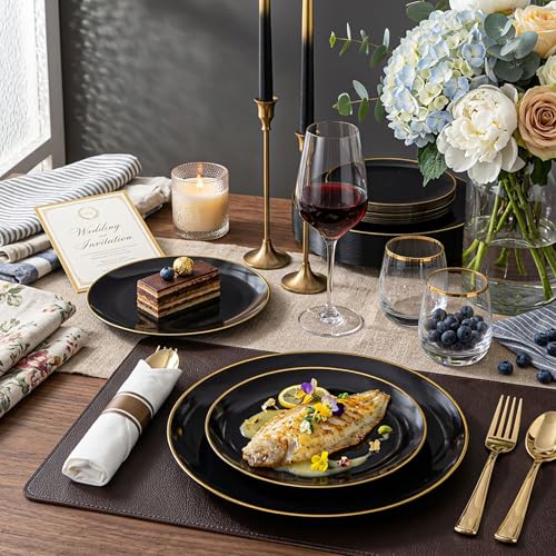 100PCS Black and Gold Plates (Black and Gold / 100 PCS)