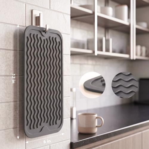Silicone Dish Drying Mat for Multiple Usage (Gray / 12"L x 6"W)