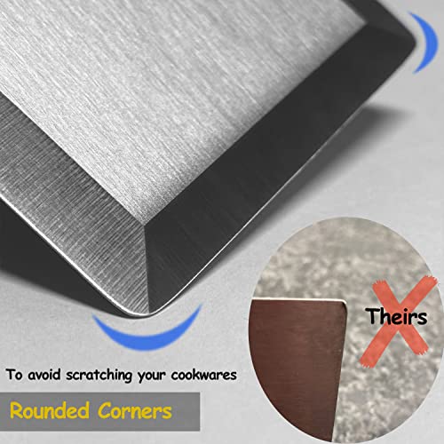 Professional Metal Spatula for Cast Iron Skillets and Flat Top Grills (3''x5''_Wooden Handle)