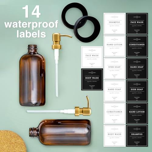 Amber Glass Soap Dispenser Set (Amber Bottle / Gold Pump)