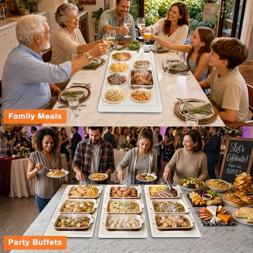 Extra Large Warming Mat for Food (XX Large Size: 36"x16" / Beige)