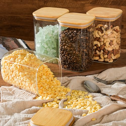 37oz/1.2Qt/1100ml Square Glass Storage Containers with Lids 6-Pack (37oz*6)