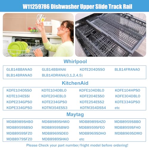 Upgraded W11259786 Dishwasher Dishrack Slide Track (Right Side)