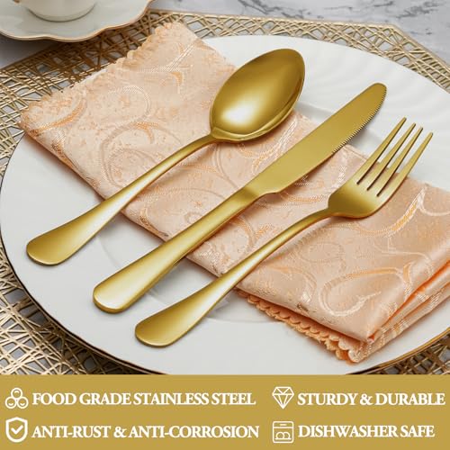 40 Pcs Gold Silverware Set Service for 8 (Gold)
