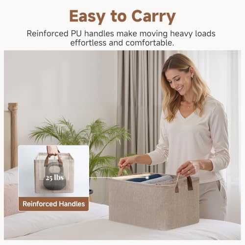 Storage Bins Storage Baskets (Brown and Beige / 14 ¾" L x 10 ¼" W x 8 ¼" H)