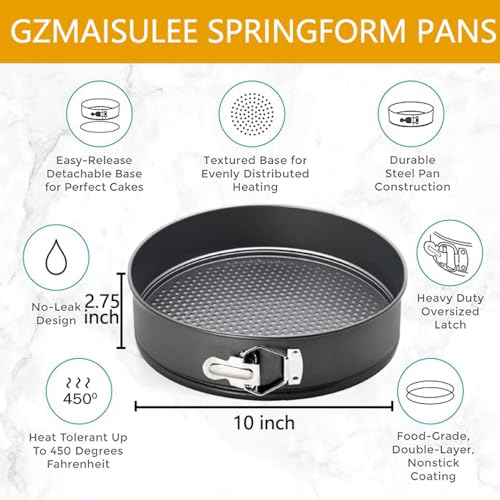 10 Inch Springform Pan Baking Pans Round Leakproof Nonstick Removable Bottom Bakeware for Cake (Round / 10 Inch)