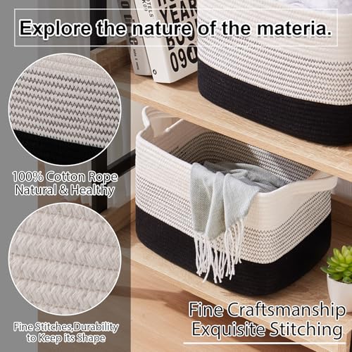 Cotton Rope Storage Baskets for Organizing Gradient Dark 3 (Gradient Dark / 3 pcs-13”x9.9”x8.7”)