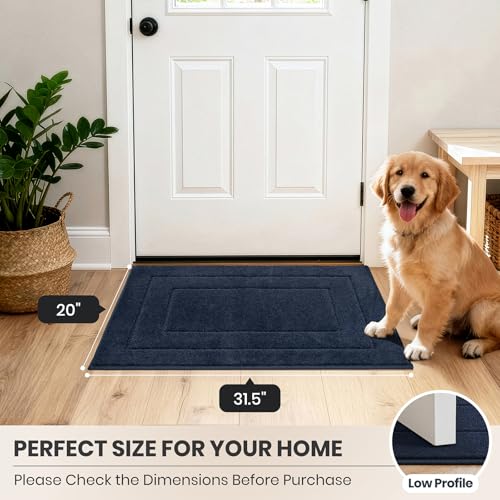 Dirt Trapping Door Mat Indoor Entrance (Navy Blue / 1'8" x 2'8" (Rectangular))