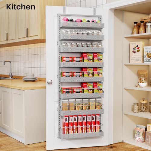 8 Tiers Over the Door Organizer (Grey / 17" W x 6" D x 69" H)