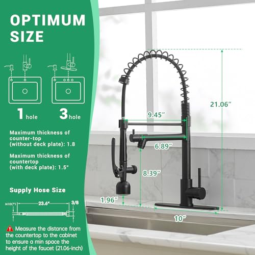 LED Commercial Kitchen Faucets with Pull Down Sprayer Matte Black (Matte Black)
