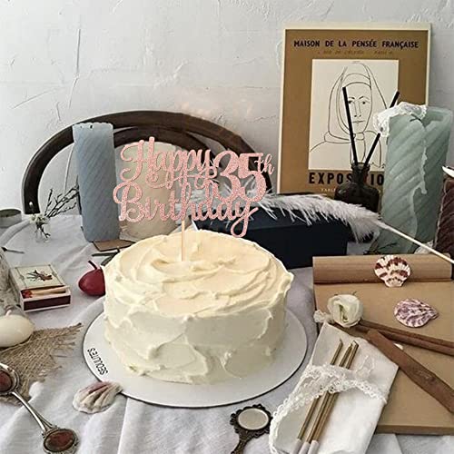 1 PCS Happy 35th Birthday Cake Topper Glitter Cheers to 35 Years Birthday Cake Pick 35 Fabulous Cake Decoration for Happy 35th Birthday Theme Party Decorations Supplies Rose Gold (Rose Gold / 35th)