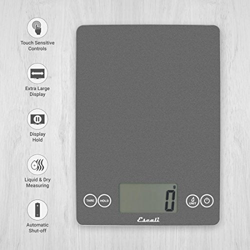 Arti Glass Food Scale Digital Countertop Kitchen (Grey Storm / 15" x 6.5" x 0.75")