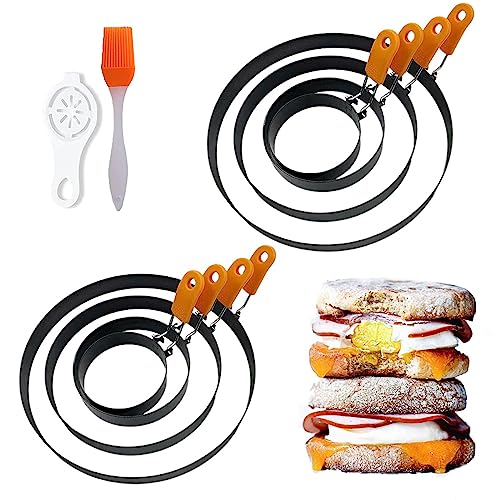 Stainless Steel Egg Rings (Orange 8 pcs with accessories)