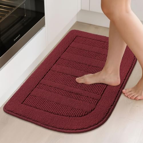 30x18 Inch Kitchen Rugs Non Slip Washable Kitchen Sink Rug (1'6" x 2'6" (Semicircular) / Red)