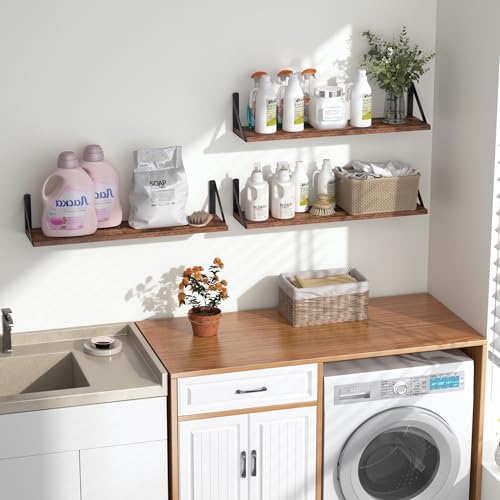 Floating Shelves for Wall (Rustic Brown / 31.5"W x 5.9"D x 5.4"H,Set of 3)