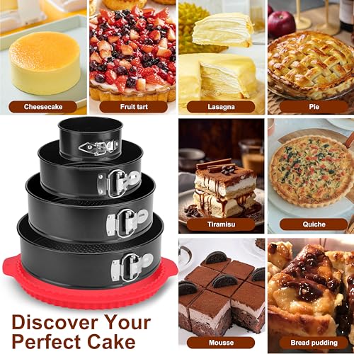 Springform Pan Set of 4 (4/7/9/10inch - Cake Pans with Leakproof Protector)