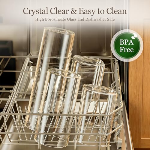 Glass Storage Containers with Lids (0.6 Qt x 2 / 1 Qt x 2 / 1.5 Qt x 2)