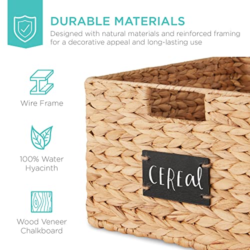 Pantry Baskets Set of 2 16x12in Water Hyacinth Storage Baskets (12x16x8in / Natural)