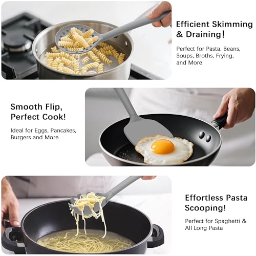Silicone Kitchen Cooking Utensils Set (PureGray)