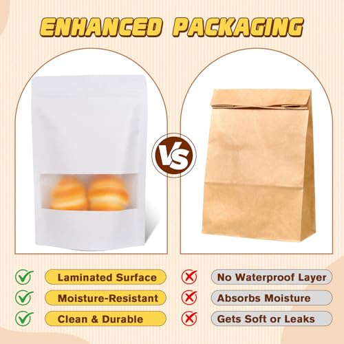 50 Pack Resealable Treat Bags (White / 7.1x10.2in (18x26cm))