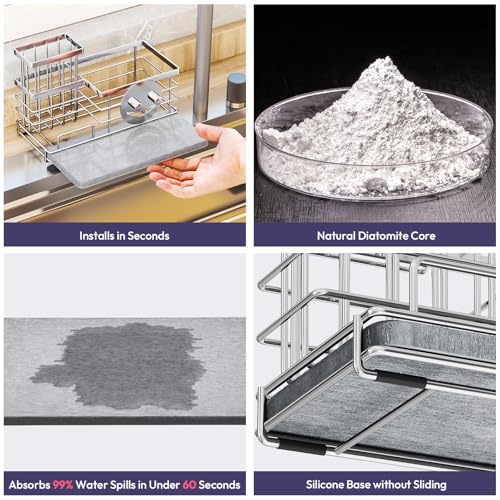 Kitchen Sink Caddy Organizer (Silver-drying Stone)