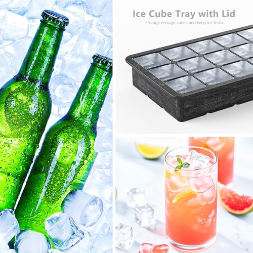 Silicone Ice Cube Tray 3 Pack (Ice Cube Tray 3 Pack / Black+Gray+Navy)