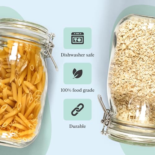 Set of 3 Glass Mason Jar with Airtight Lid 50 Ounces (50 oz 3 Pack)
