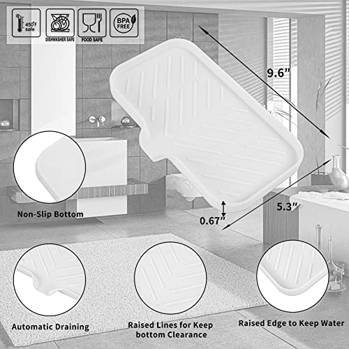 Silicone Soap Dish with Drain Spout (White / M(9.6"×5.3"))