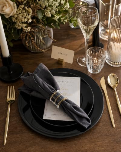 200PCS Black Plastic Plates (Black / 200 PCS)