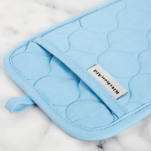 Quilted Cotton Terry Cloth Oven Mitt (Blue Velvet)