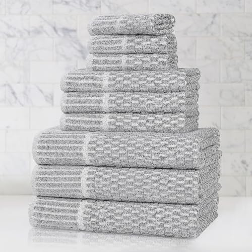 Juno Viscose Cotton Blend Medium Weight Towels (9 Piece Towel Set / Charcoal)