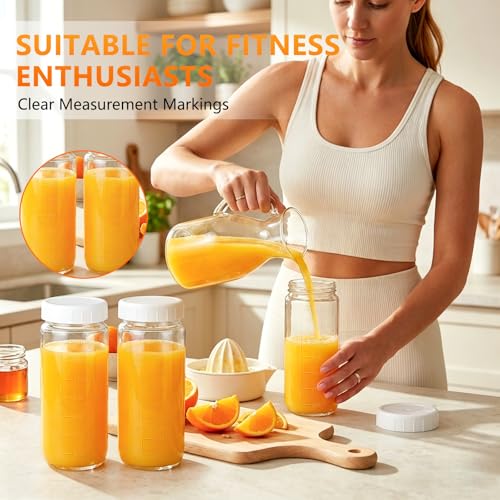 Glass Juice Bottles (Transparent / 16 oz, 2.4 in x 6.4 in)