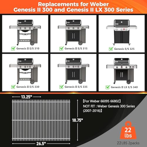 9MM 18.75" Grill Grates for Weber Genesis II 300 (9MM 18.75" for Weber Genesis II 300)