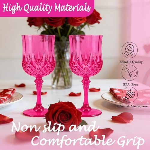 48Pack Plastic Wine Glasses (Hot Pink)