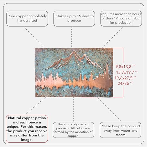 Handmade Copper Wall Art for Home (Panorama of Copper / 13.7 x 19.7 in (Rectangular))