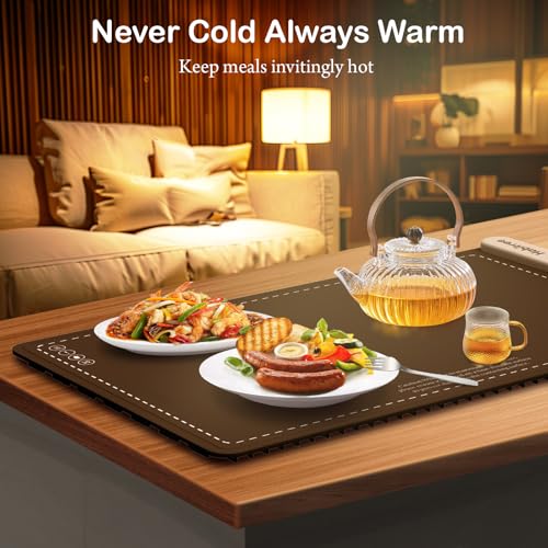 3 Pack Silicone Food Warming Mat & Food Warmers for Parties Buffet (Large 3pack / Brown)