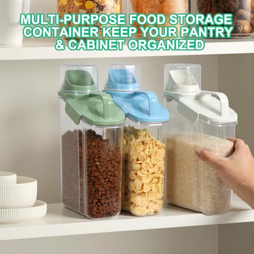2 Pack Rice Container Cereal Storage Container 3.2 Quarts (Beige&Blue 3.2+3.2Qt)