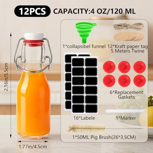 12pack 4oz Swing Top Glass Bottles with Airtight Lids for Vanilla (4 oz 12 pack)