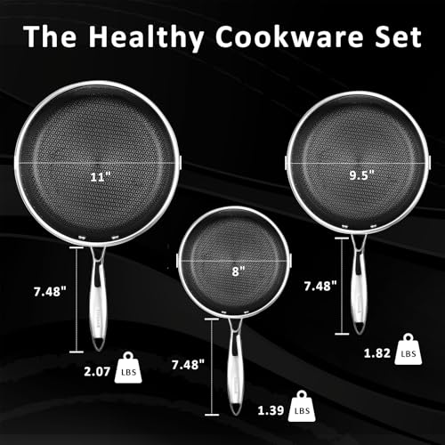 8" 9.5" 11" Hybrid Nonstick Frying Pan Set (8 & 9.5 & 11 inch)