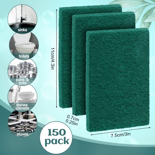 150 Pcs Heavy Duty Scouring Pads Bulk for Kitchen Dish