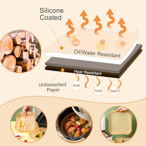 100Pcs 6.5 Inch Round Air Fryer Liners Disposable for 3 (100 Count)