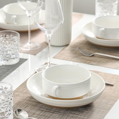 Ceramic Soup Bowls with Handles (White / 20oz - 6pcs)