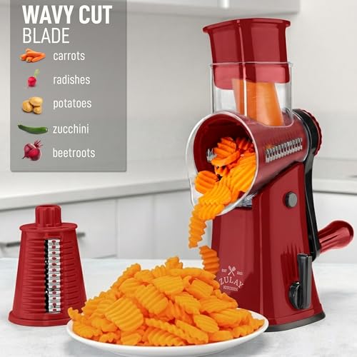 Rotary Cheese Grater Manual Hand Crank 5 Blade Shredder